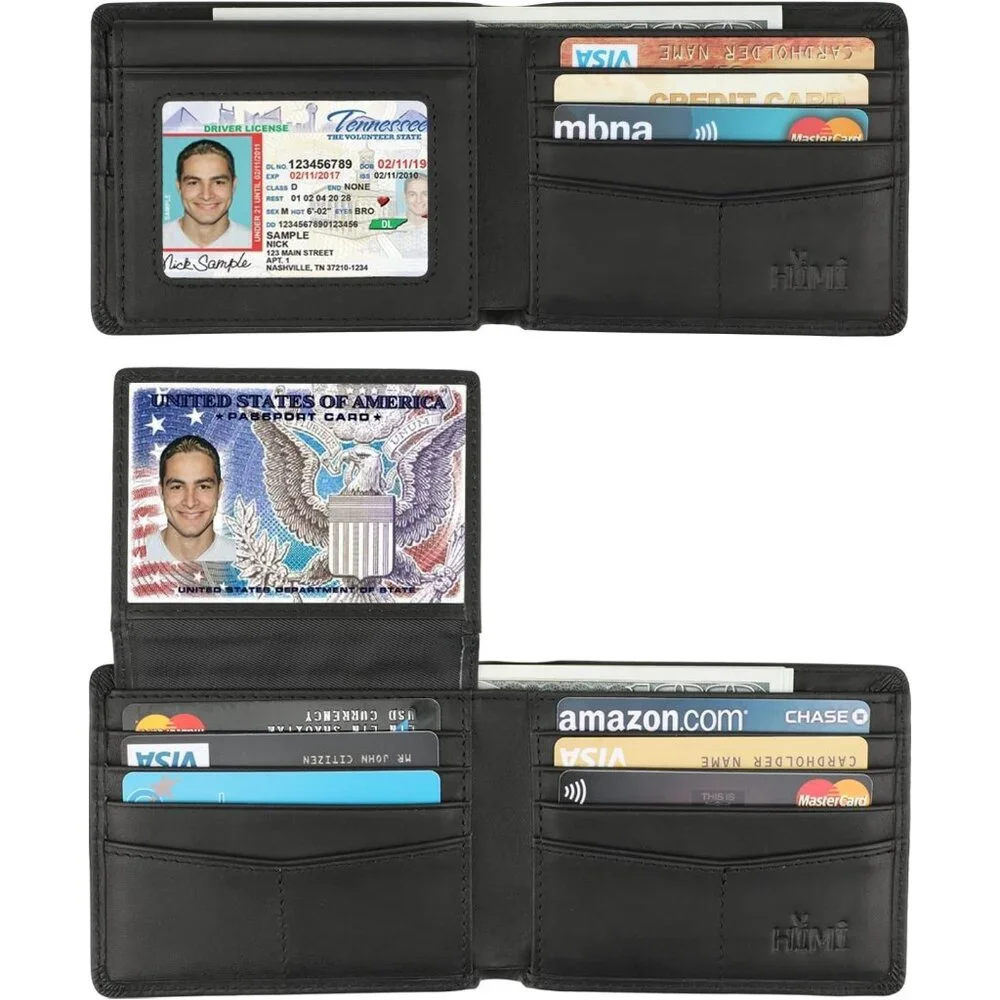 Men-Genuine Leather RFID Blocking Bifold Stylish Wallet With 2 ID Window